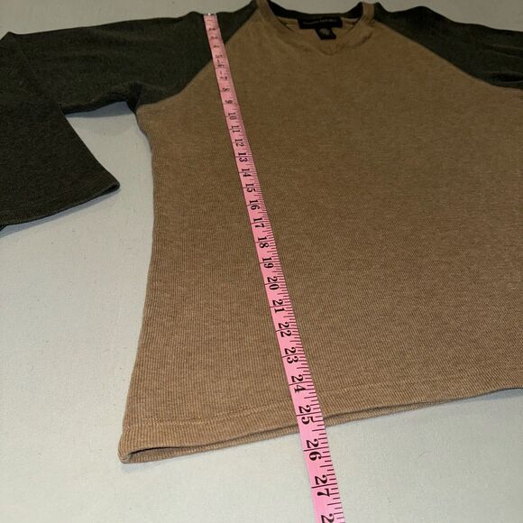 Banana Republic Sweater Men's Medium Tan 100% Cotton V-Neck Long Sleeve Pullover - Picture 5 of 6